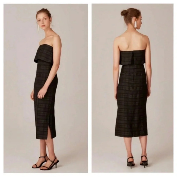C/ MEO Collective Black Strapless Side Slit Plaid Refresh Cocktail Dress Size M - Picture 12 of 12